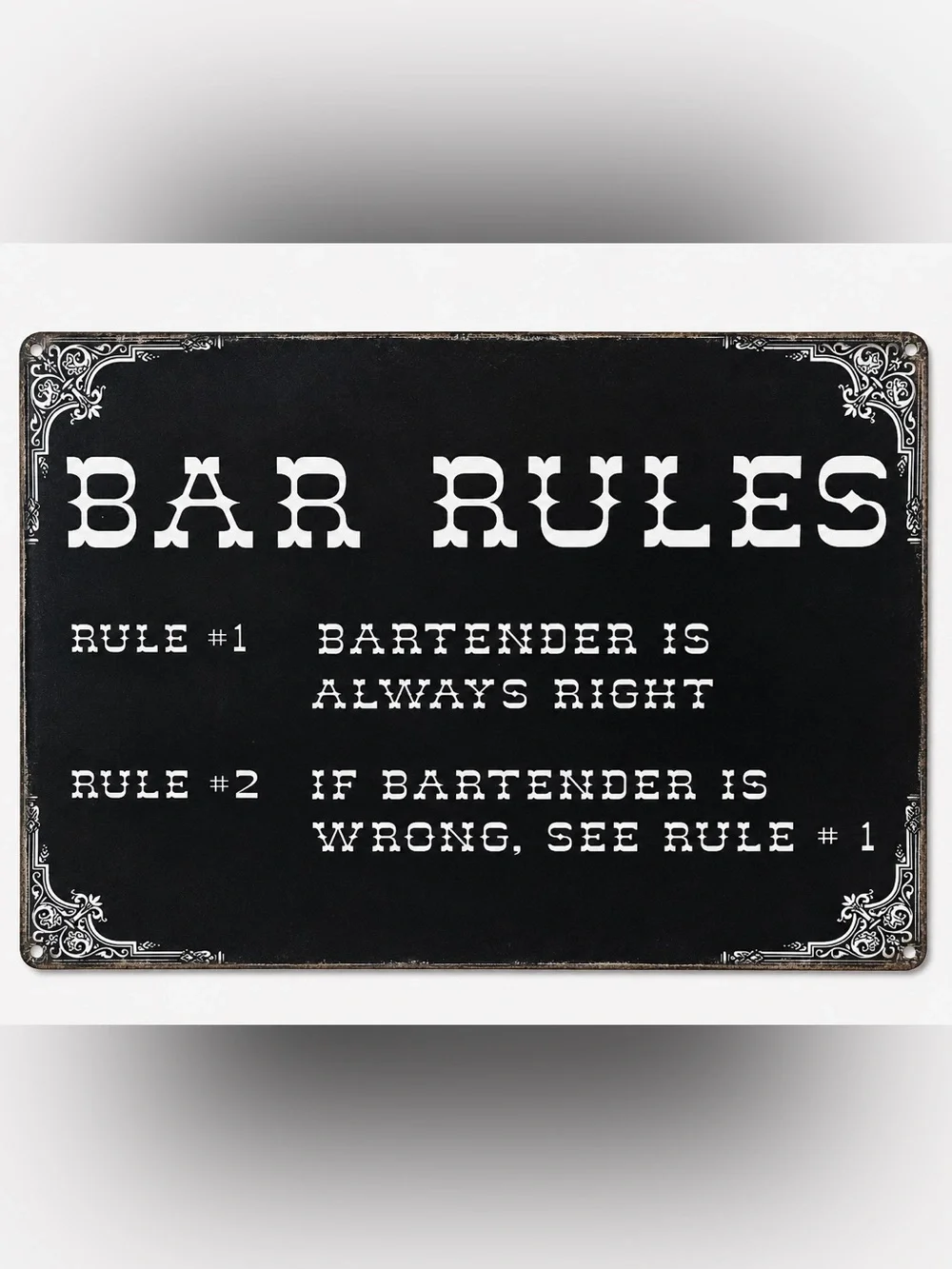 NEW Bar Rules Metal Sign